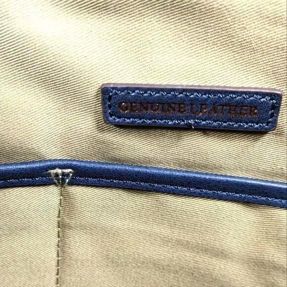 G.I.L.I. Large Blue Genuine Leather Drawstring Bucket/Tote Bag - Picture 6 of 13